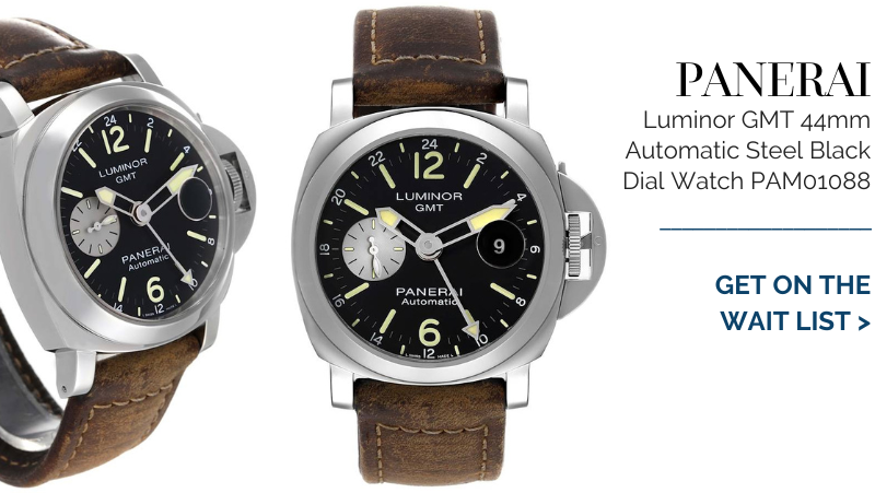 Panerai Luminor GMT 44mm Automatic Steel Black Dial Mens Watch PAM01088