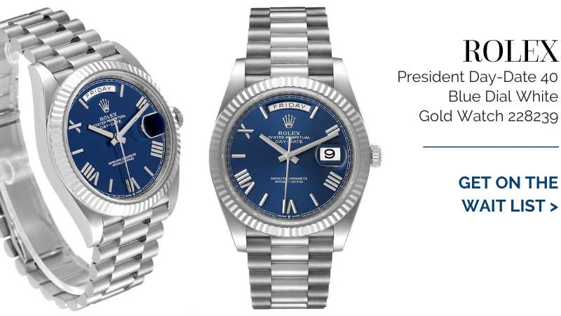 Rolex President Day-Date 40 Blue Dial White Gold Watch 228239