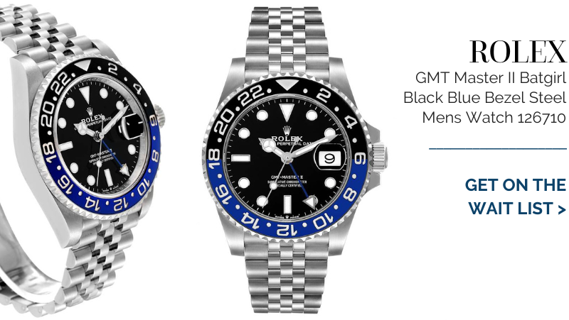 Rolex GMT Master II Batgirl Black Blue Bezel Steel Mens Watch 126710