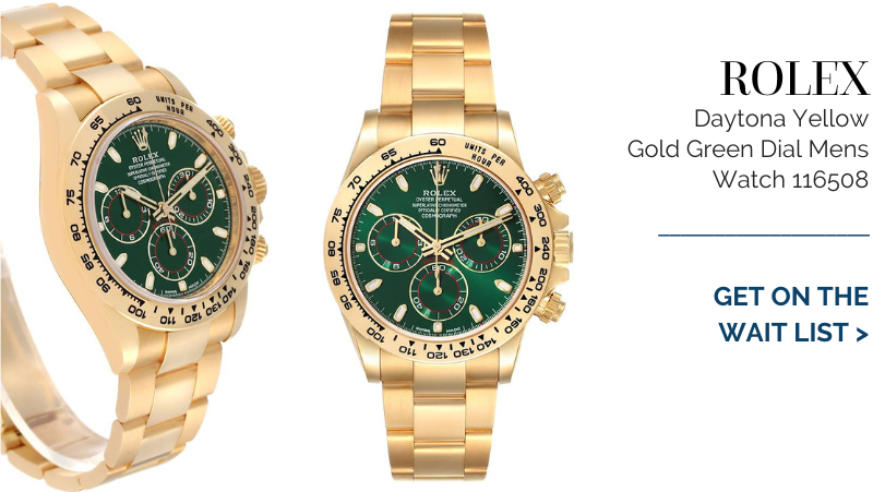 Rolex Daytona Yellow Gold Green Dial Mens Watch 116508