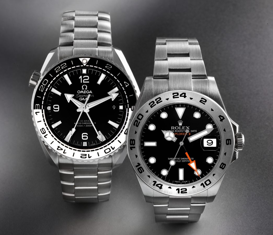 Omega Planet Ocean GMT and Rolex Explorer II 216570