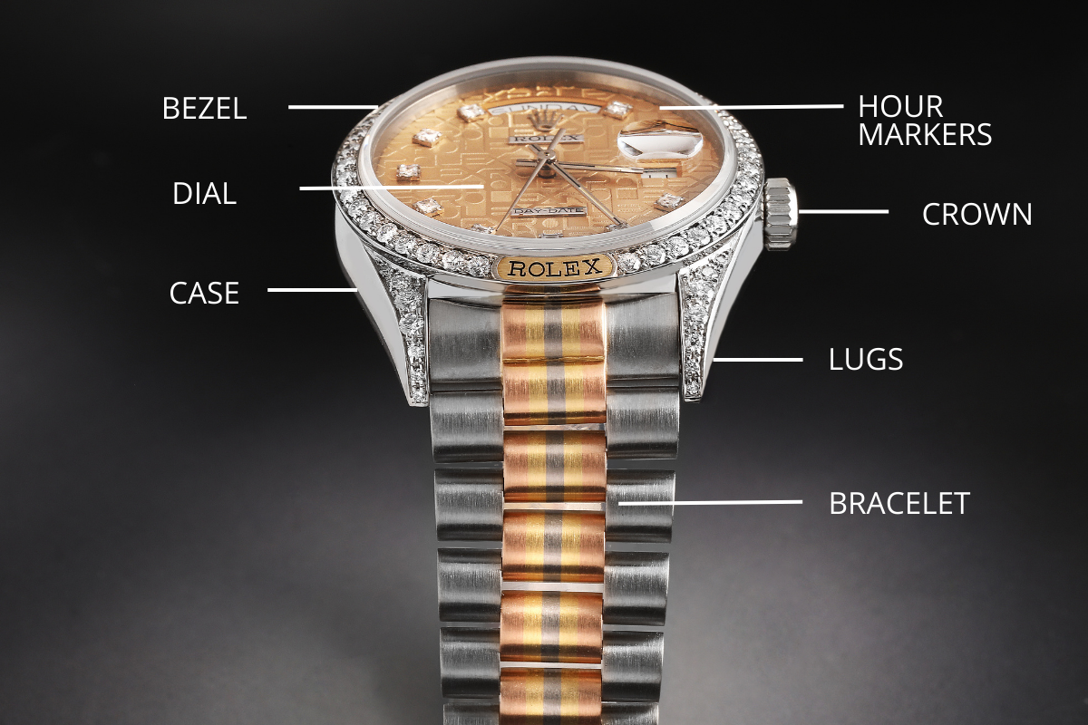 Rolex Day-Date President Tridor White Rose Yellow Gold Diamond Mens Watch 18139