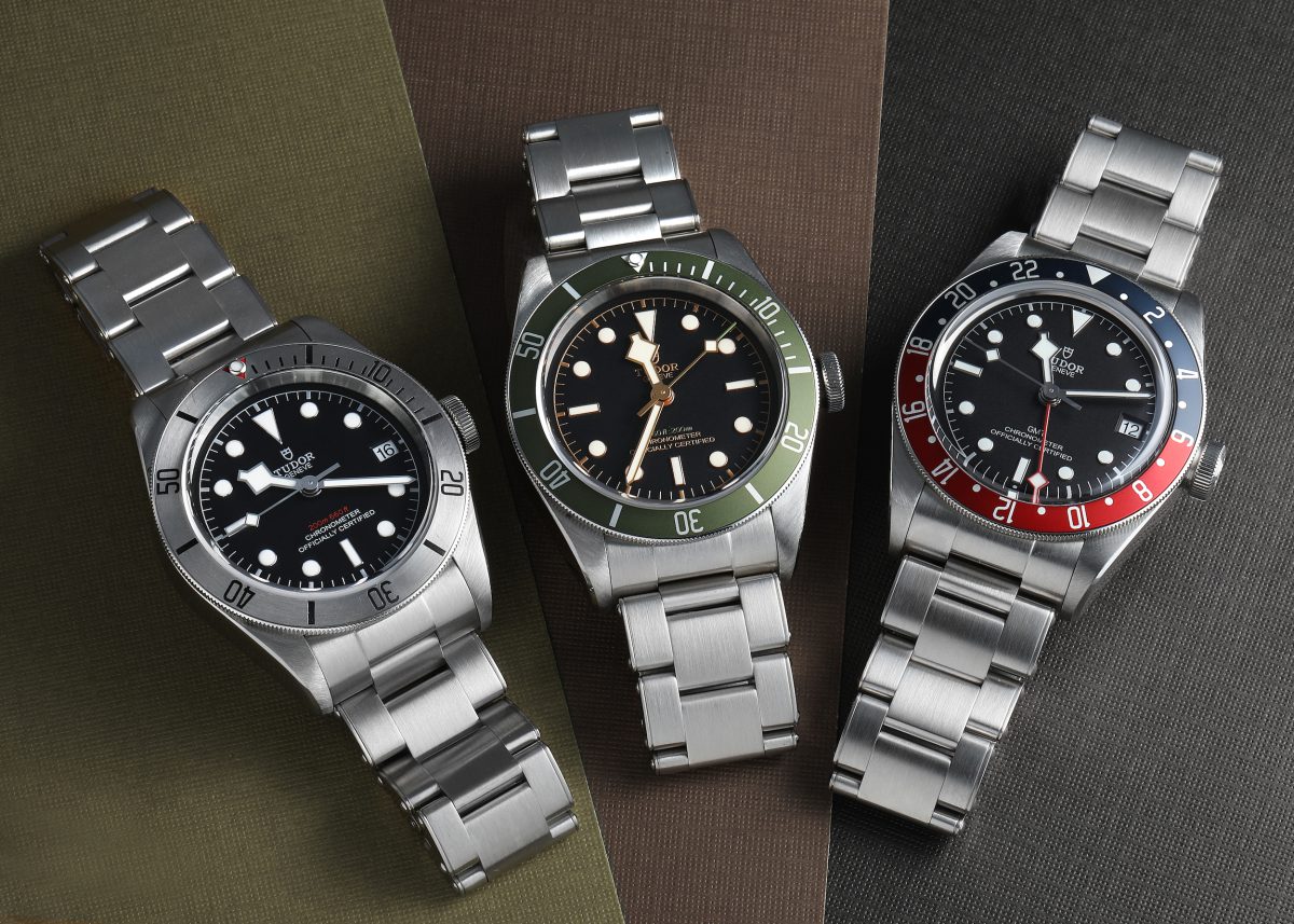 Tudor Black Bay Steel, Harrods Green, and GMT Pepsi