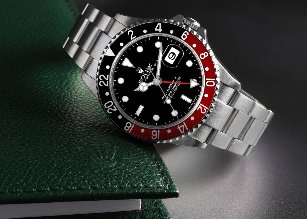Rolex GMT Master II Black Red Coke Bezel Steel Mens Watch 16710