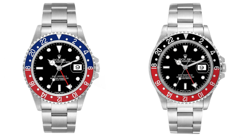 Rolex GMT Master II ref 16710 Pepsi and Coke Bezels