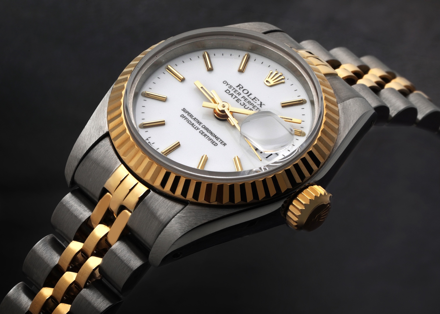 Rolex Datejust White Dial Steel Yellow Gold Ladies Watch 69173