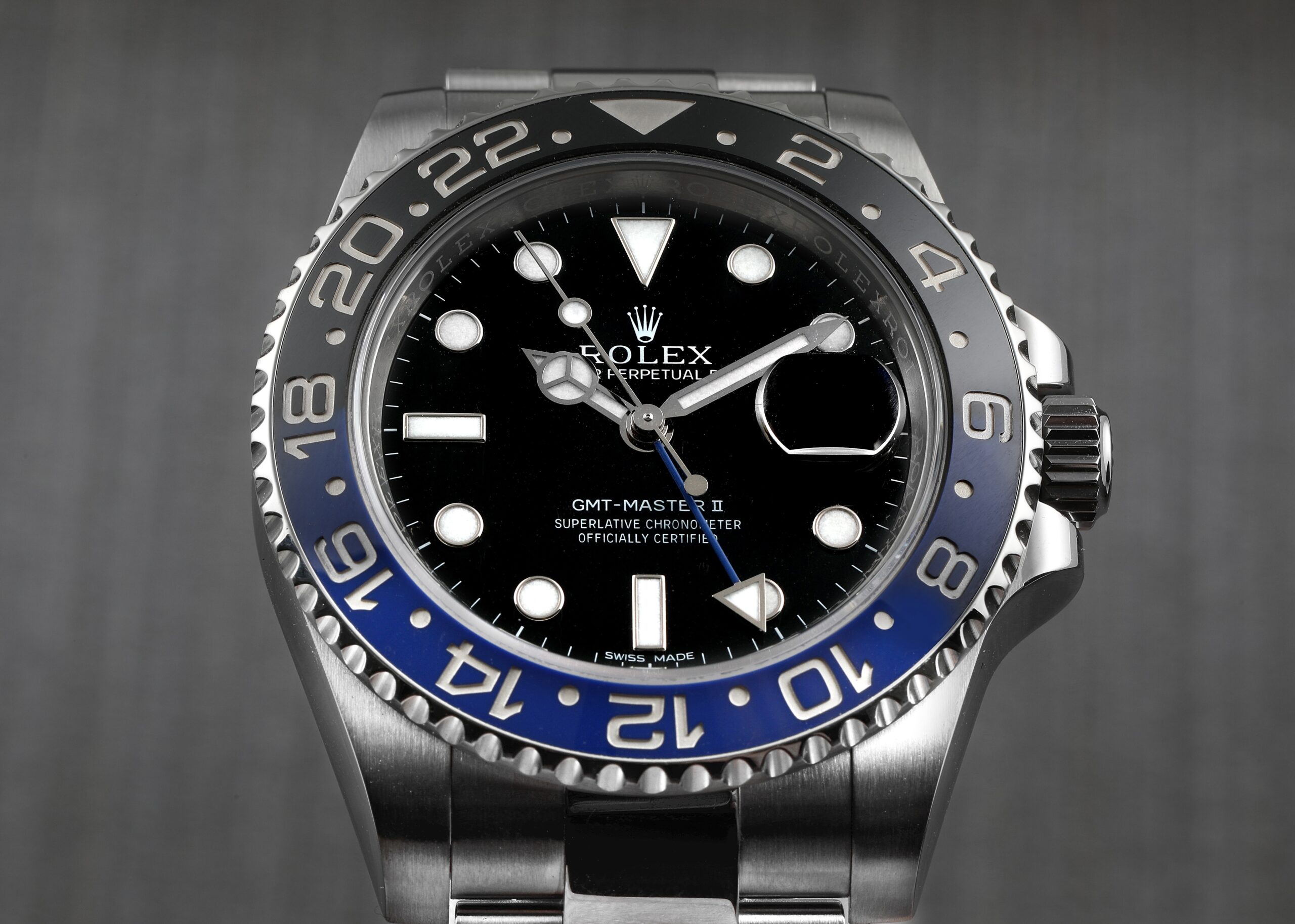 Rolex GMT-Master II Black Blue Batman Bezel Steel Mens Watch 116710 BLNR