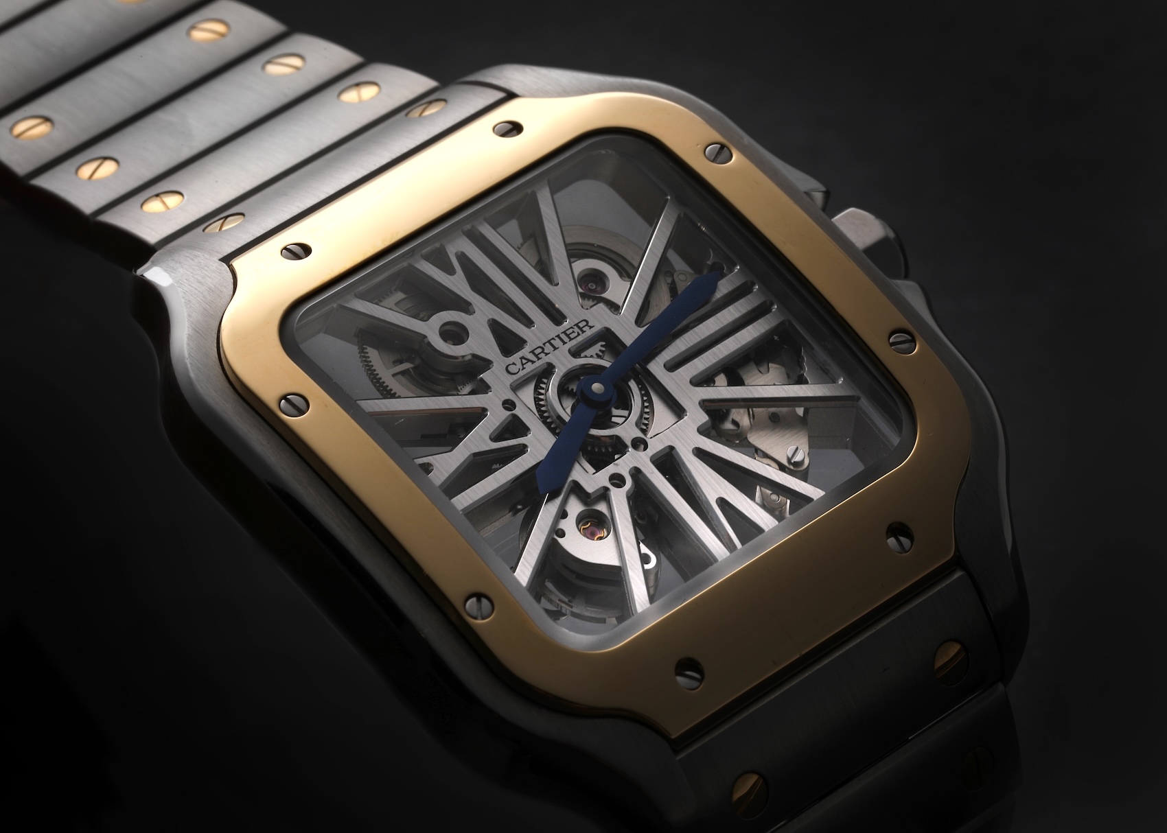Cartier Santos Skeleton Steel Yellow Gold Watch WHSA0019